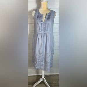 Kew blue linen sleeveless embroidered dress size 4